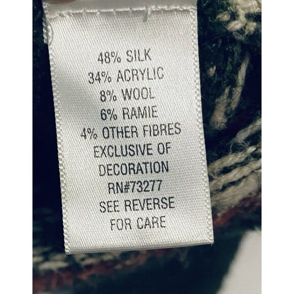 Croft And Barrow Cardigan Sweater Womens XL Green Embroidered Birds Silk Wool - Picture 6 of 8